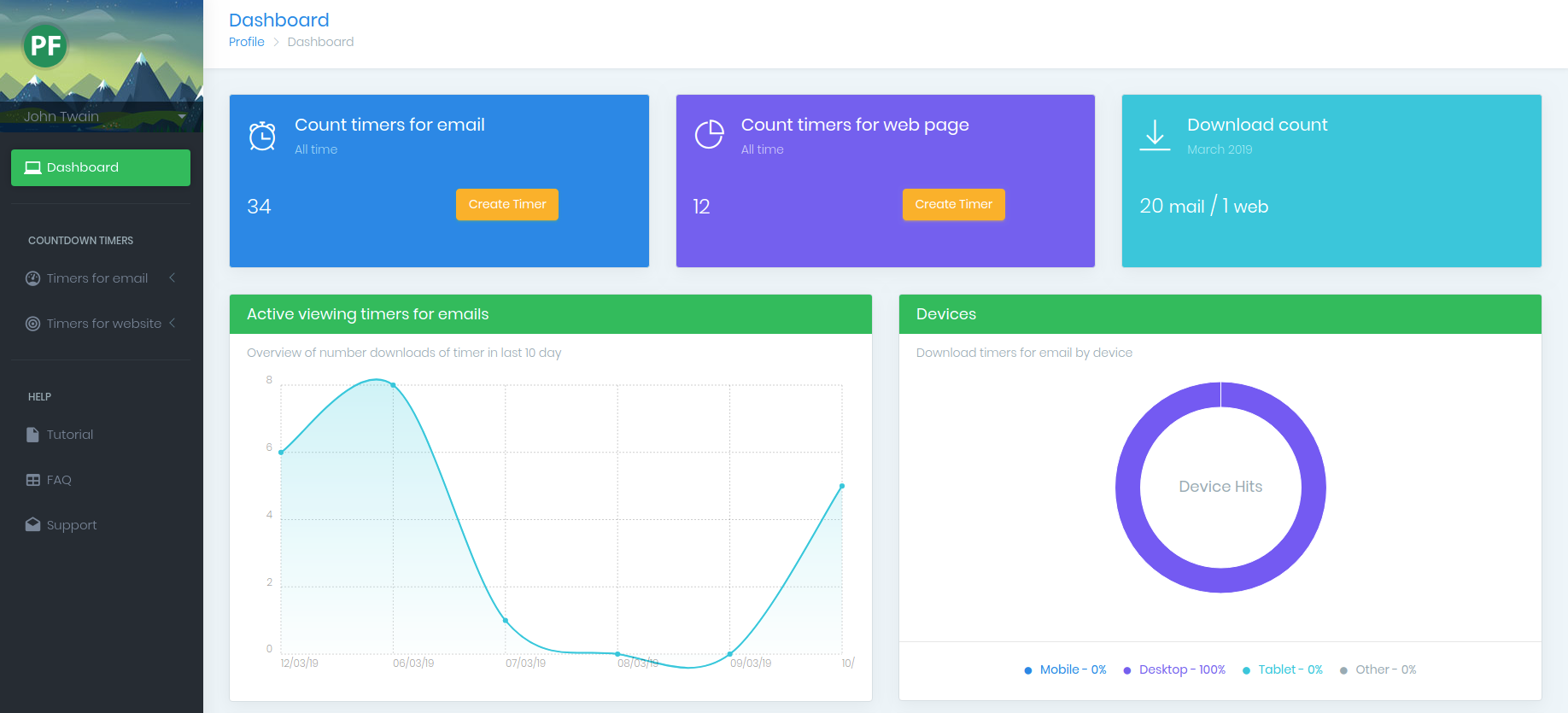 PromoFeatures Dashboard | Create countdown timers