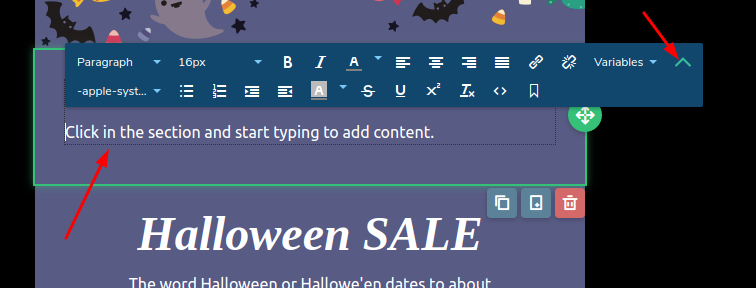 SendPulse editor panel