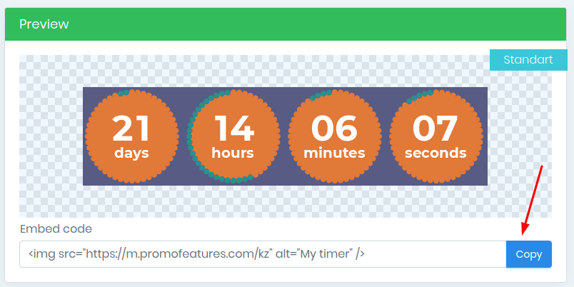 PromoFeatures countdown timer