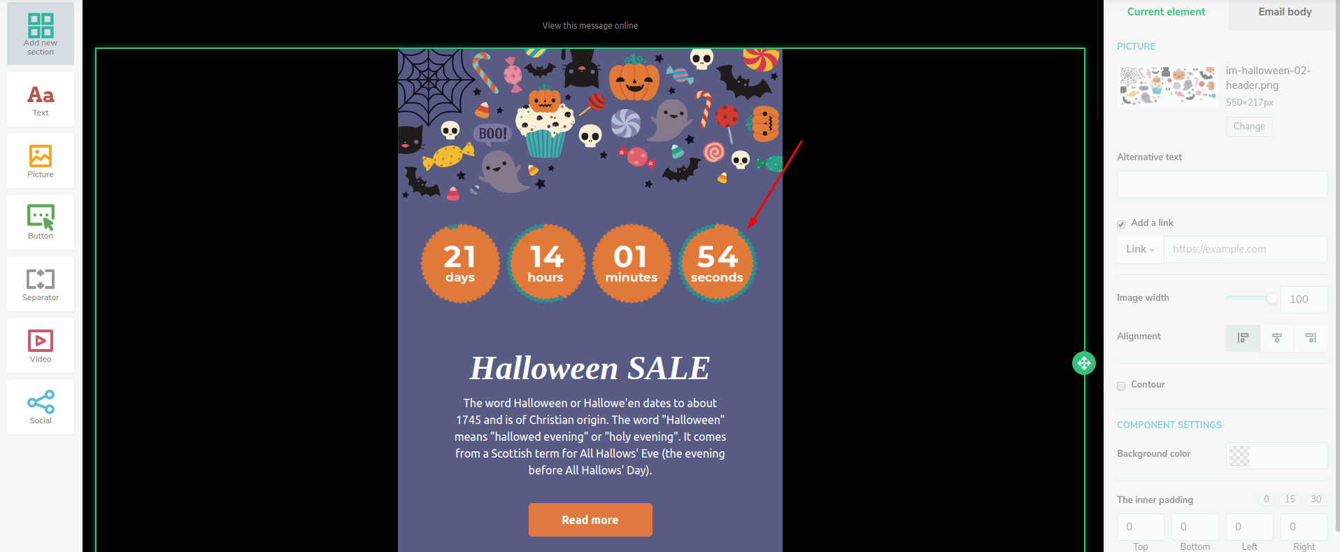 SendPulse countdown timer