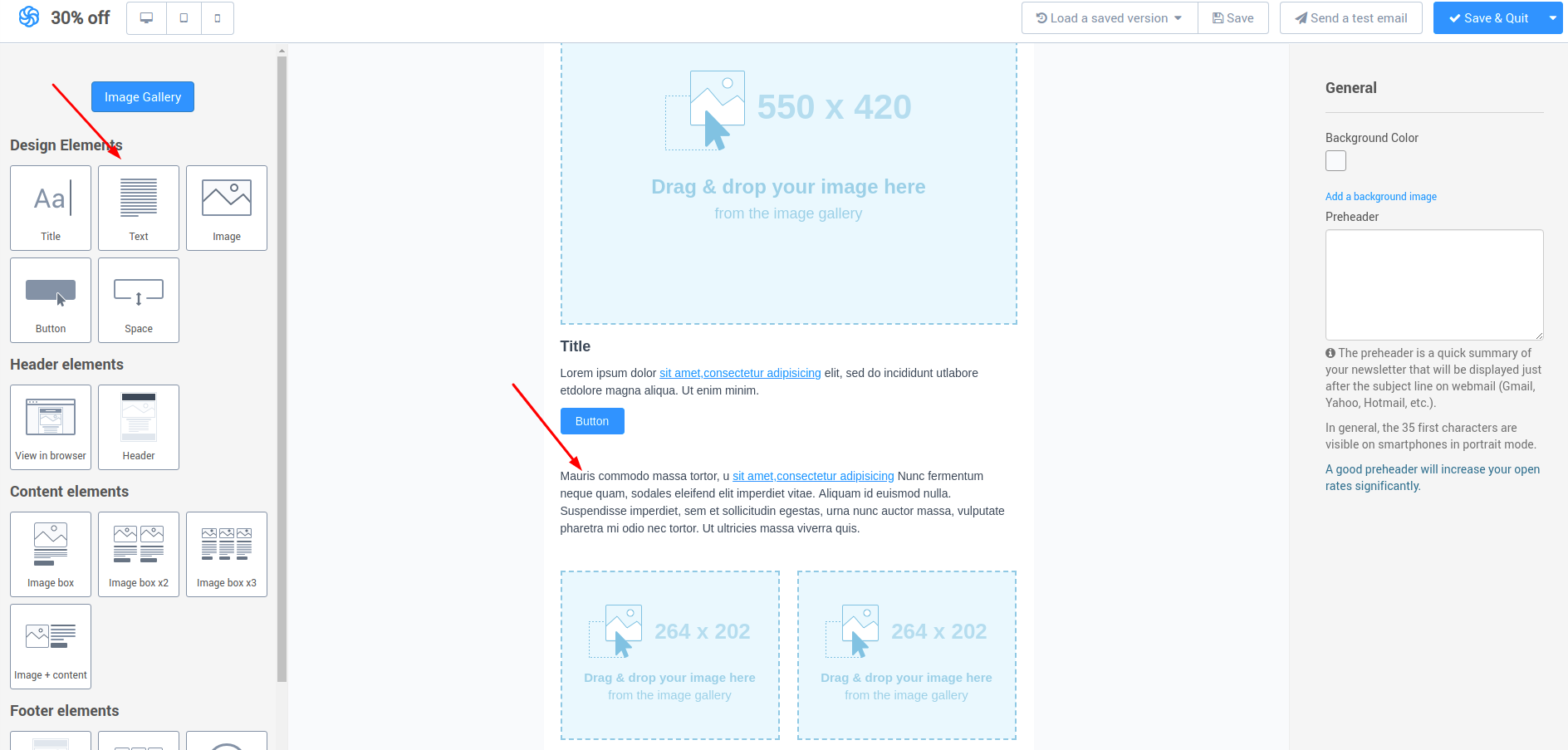 Sendinblue template editor