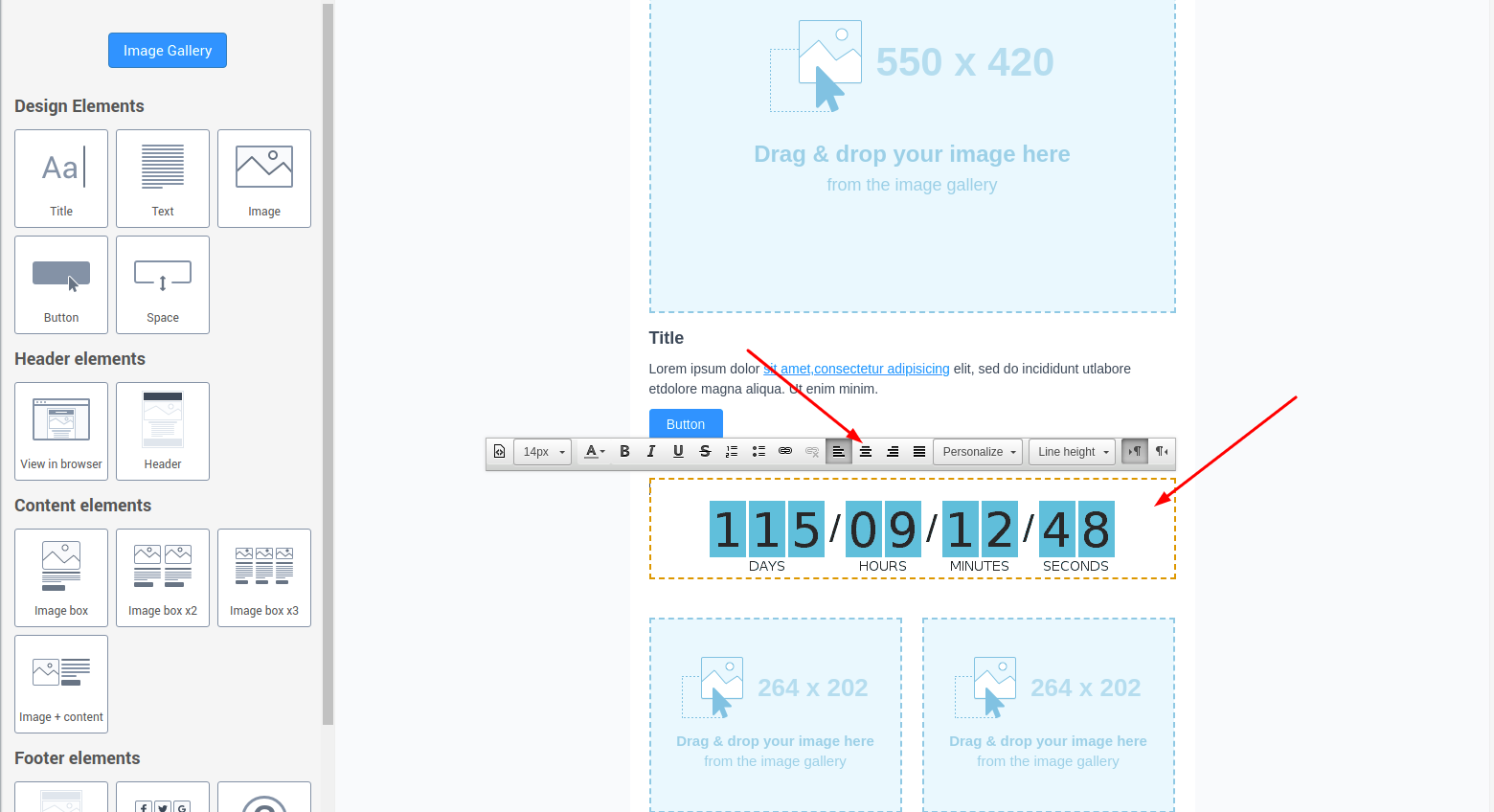 Countdown timer in Sendinblue added