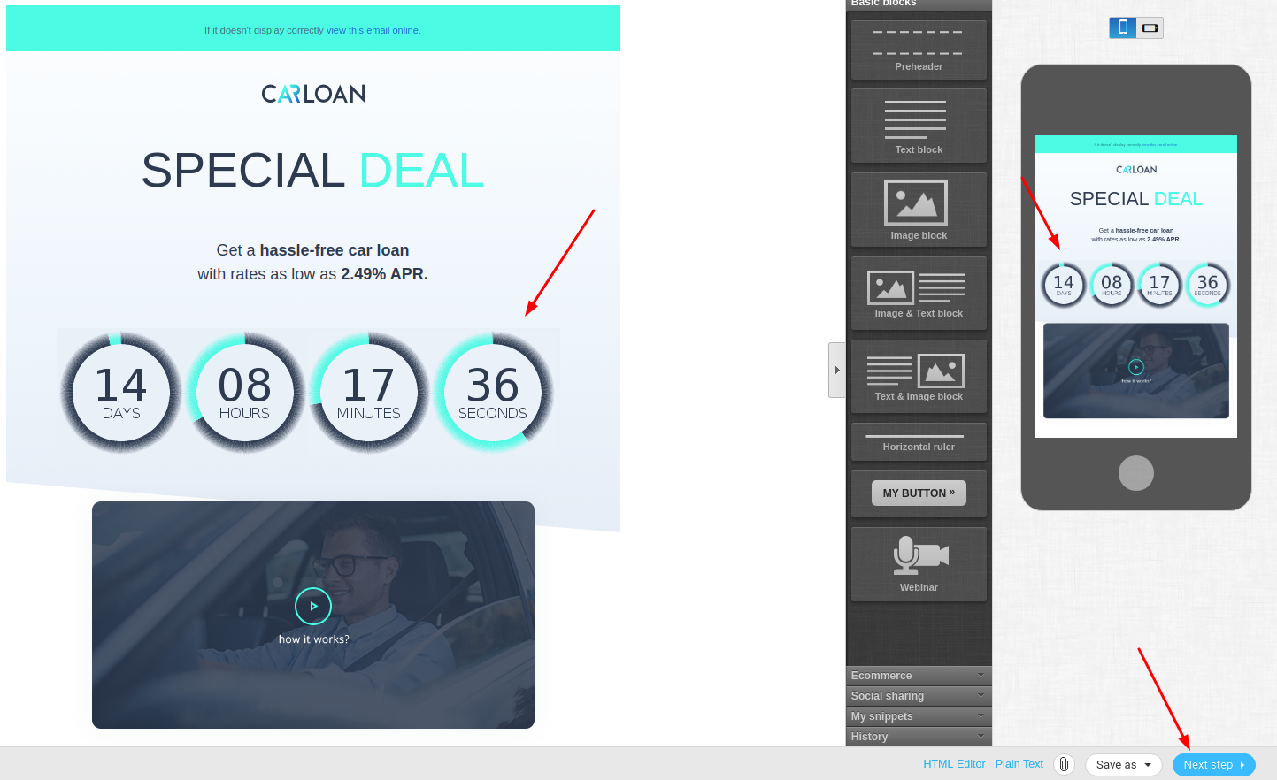 Countdown timer in GetResponse