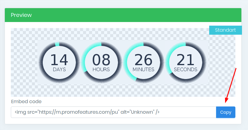PromoFeatures countdown timer