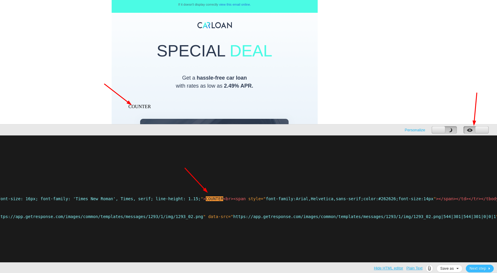 GetResponse HTML Editor