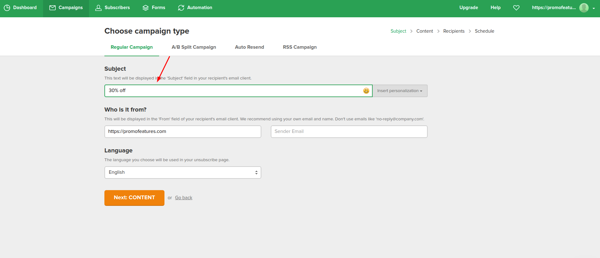 MailerLite campaigns