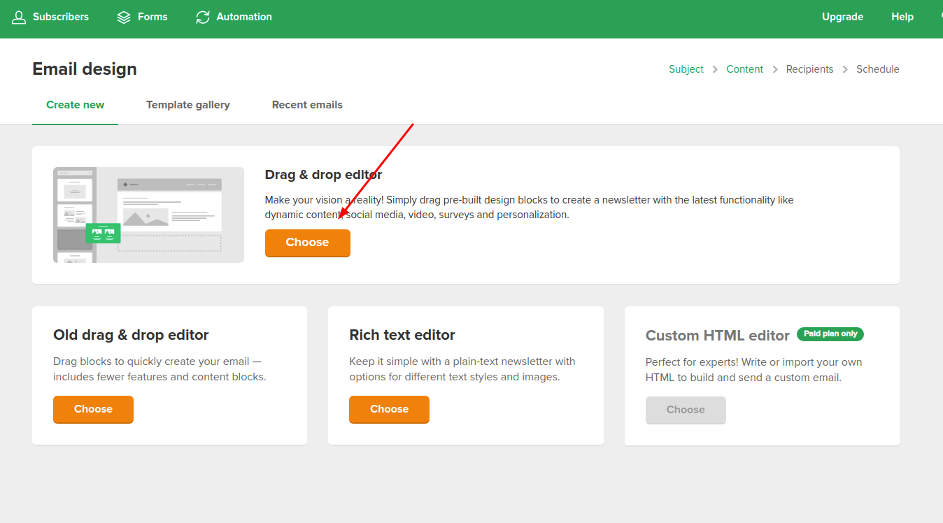 MailerLite email editor