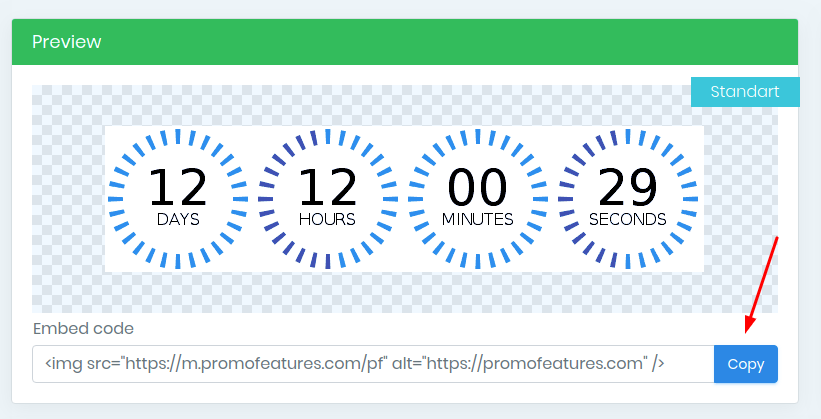 PromoFeatures countdown timer for email