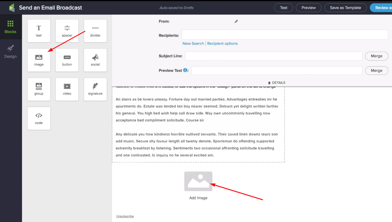 Infusionsoft template editor.