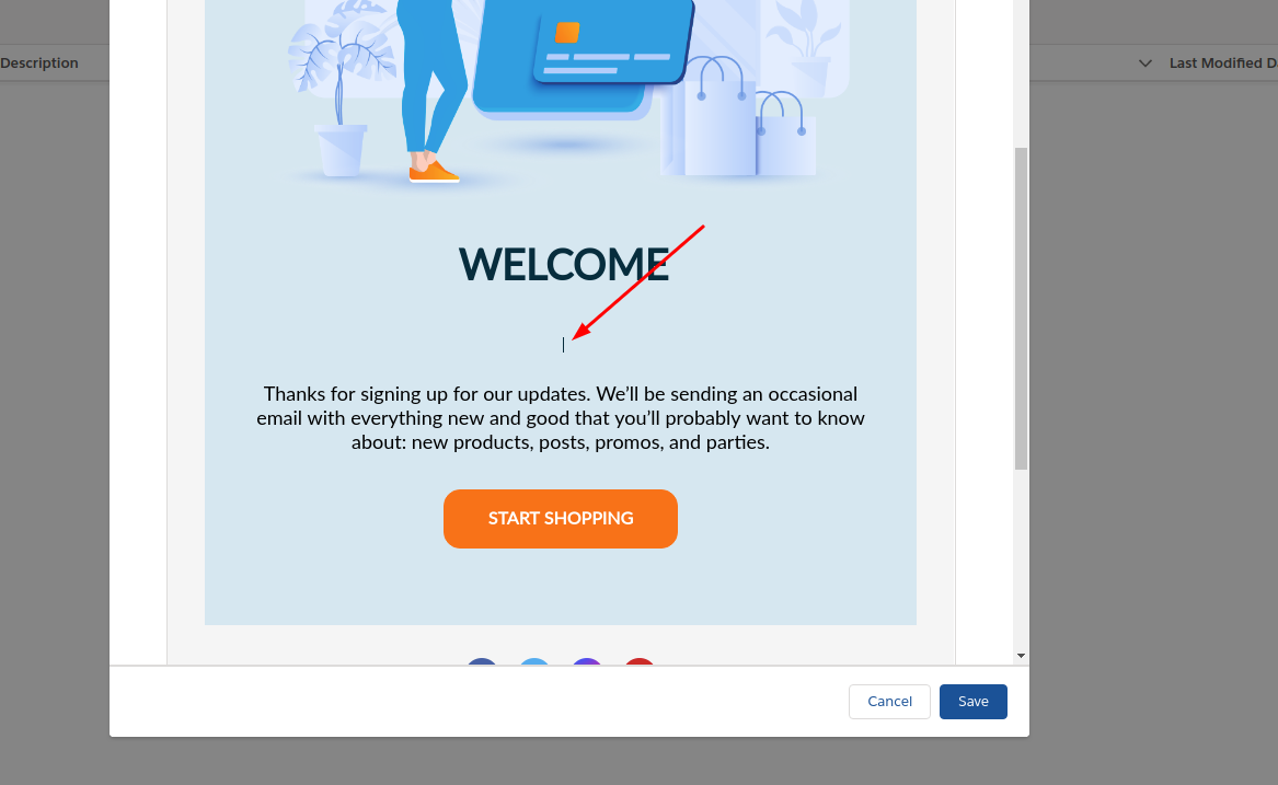 Salesforce template editor