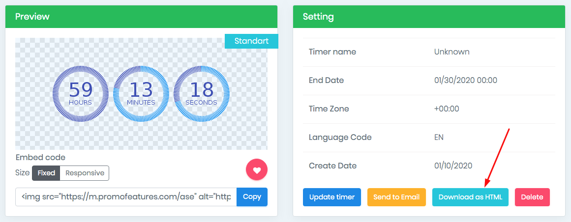 Promofeatures download countdown timer