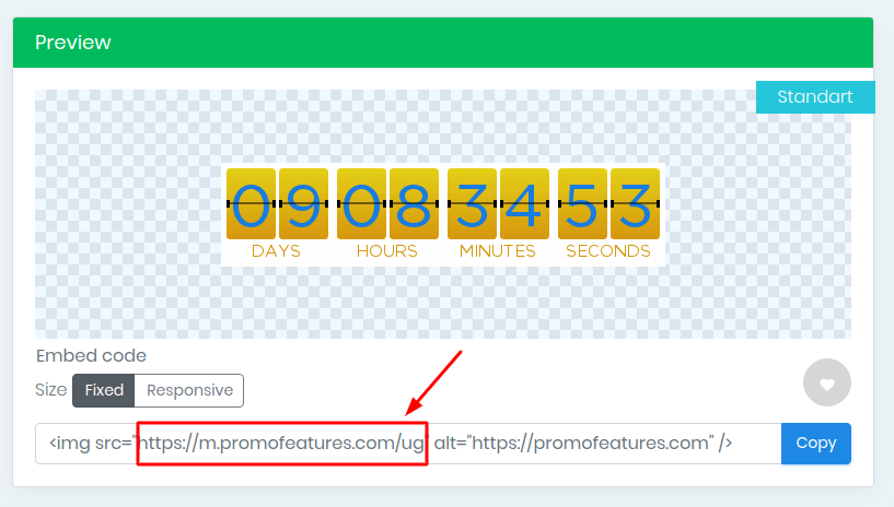 PromoFeatures countdown timer for email