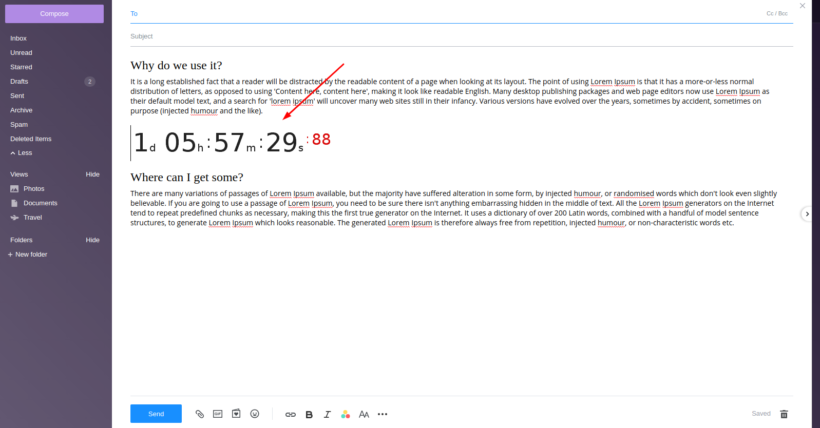 Countdown timer for email