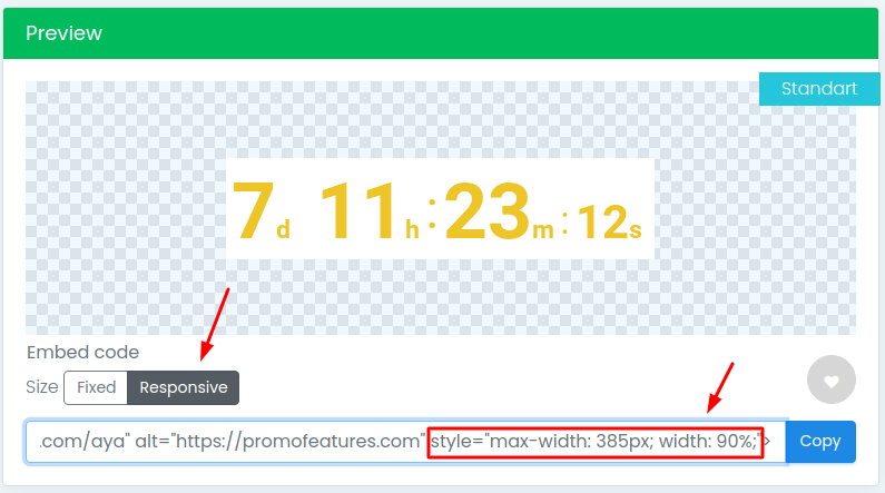 Responsive countdown timer for email