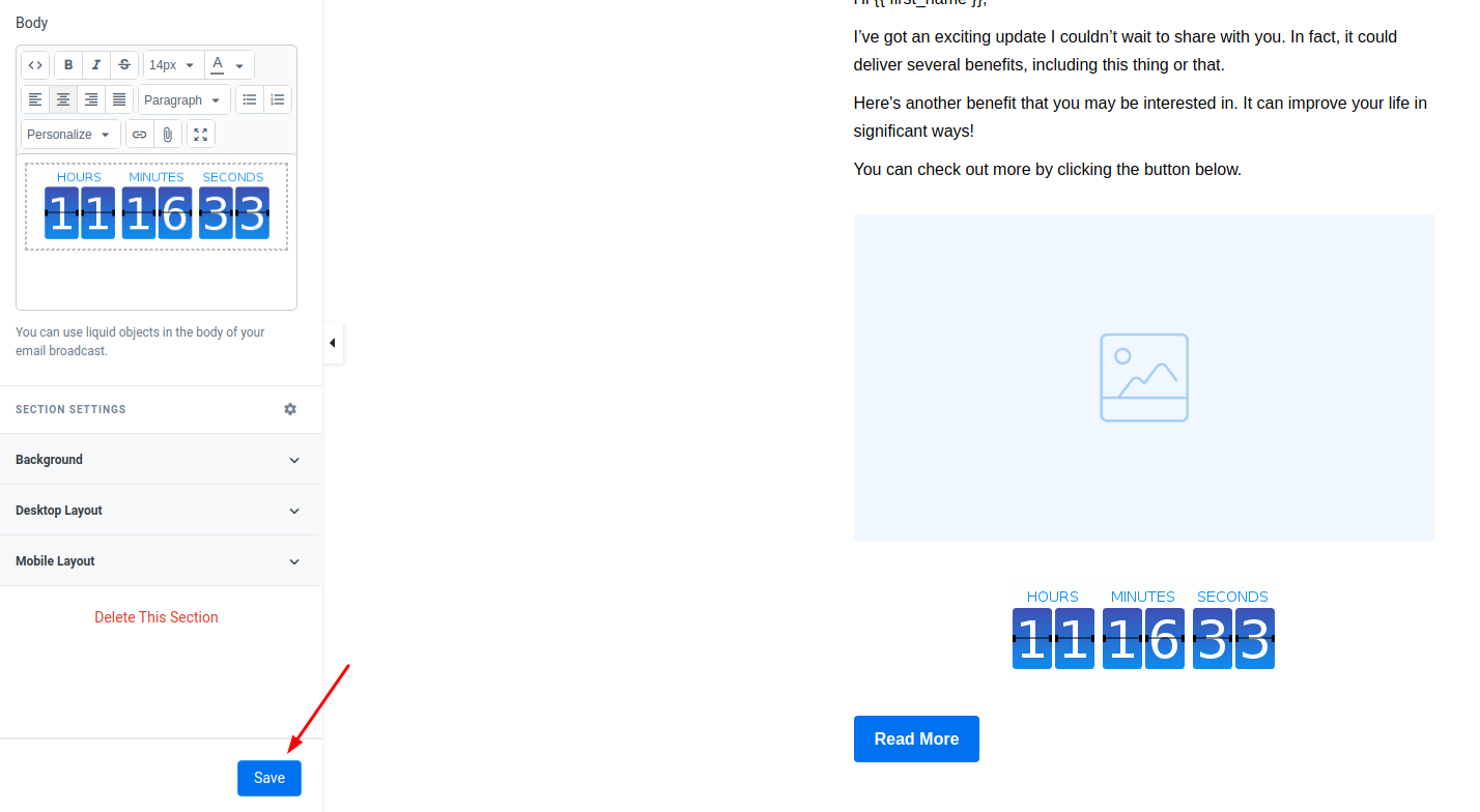Paste Countdown timer for email