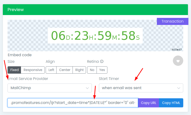 Transaction Countdown timer
