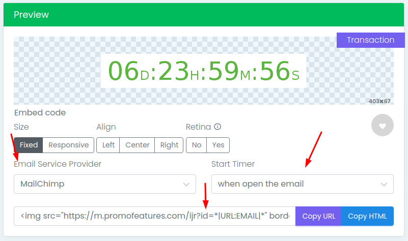Transaction Countdown timer