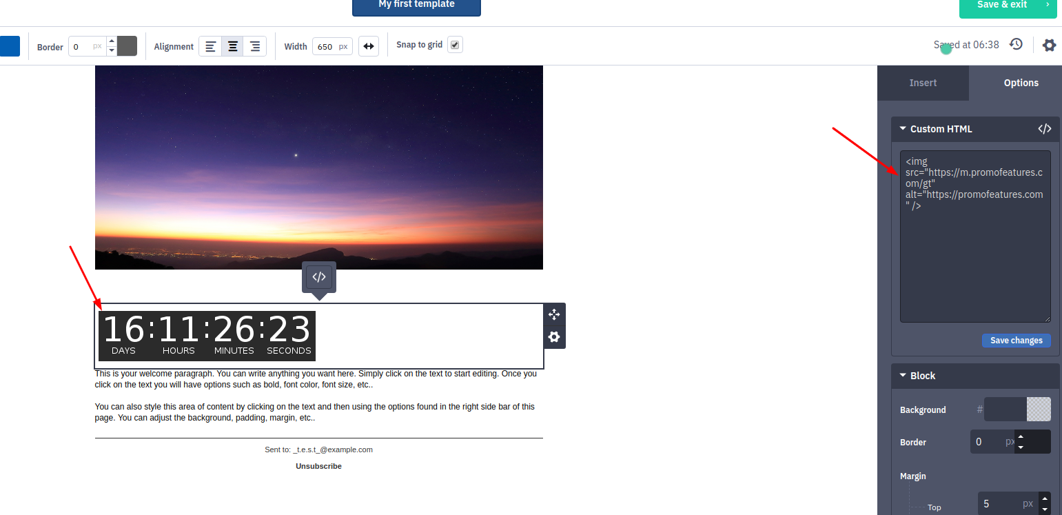 Countdown timer in email