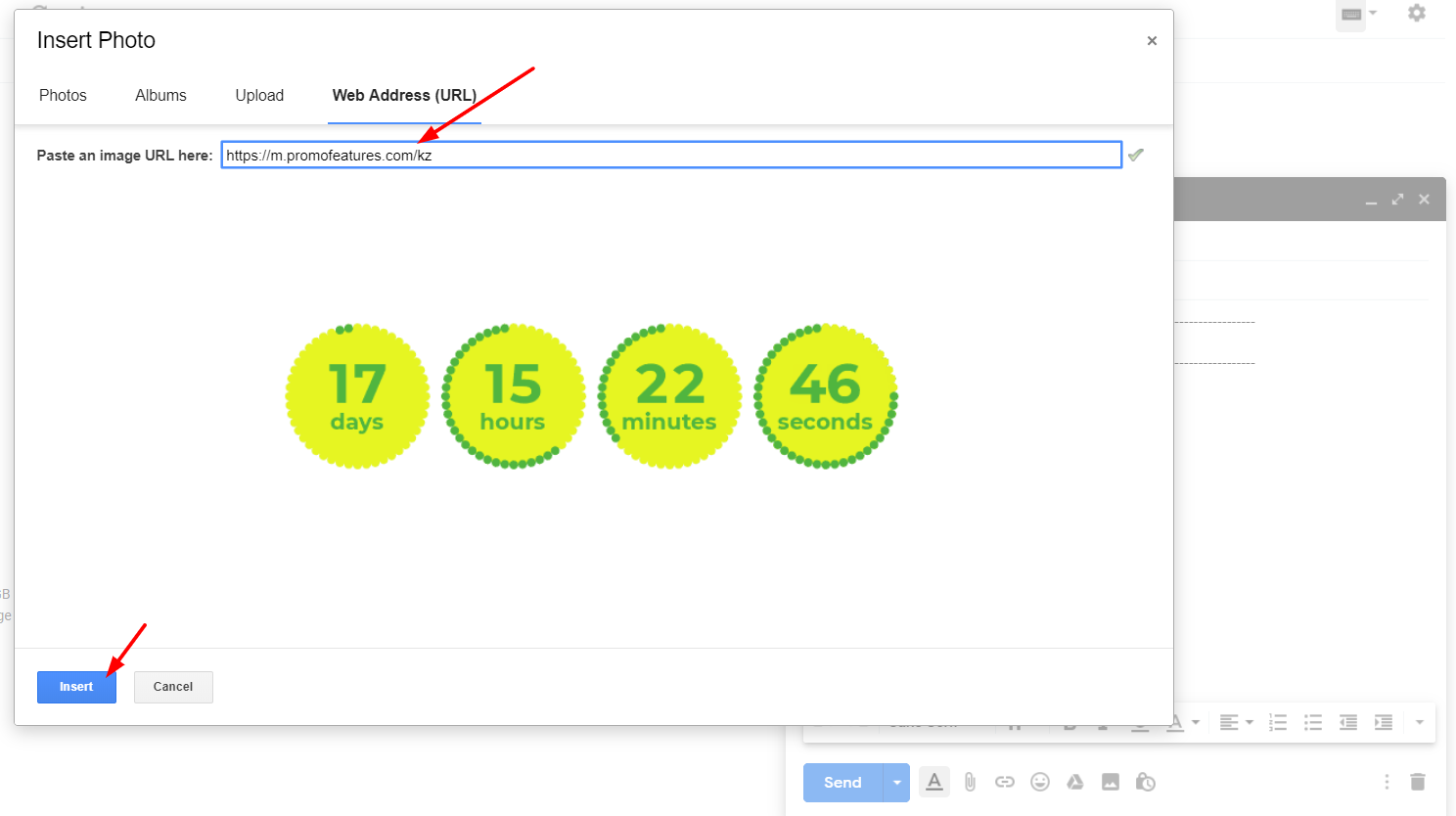Countdown clock in gmail