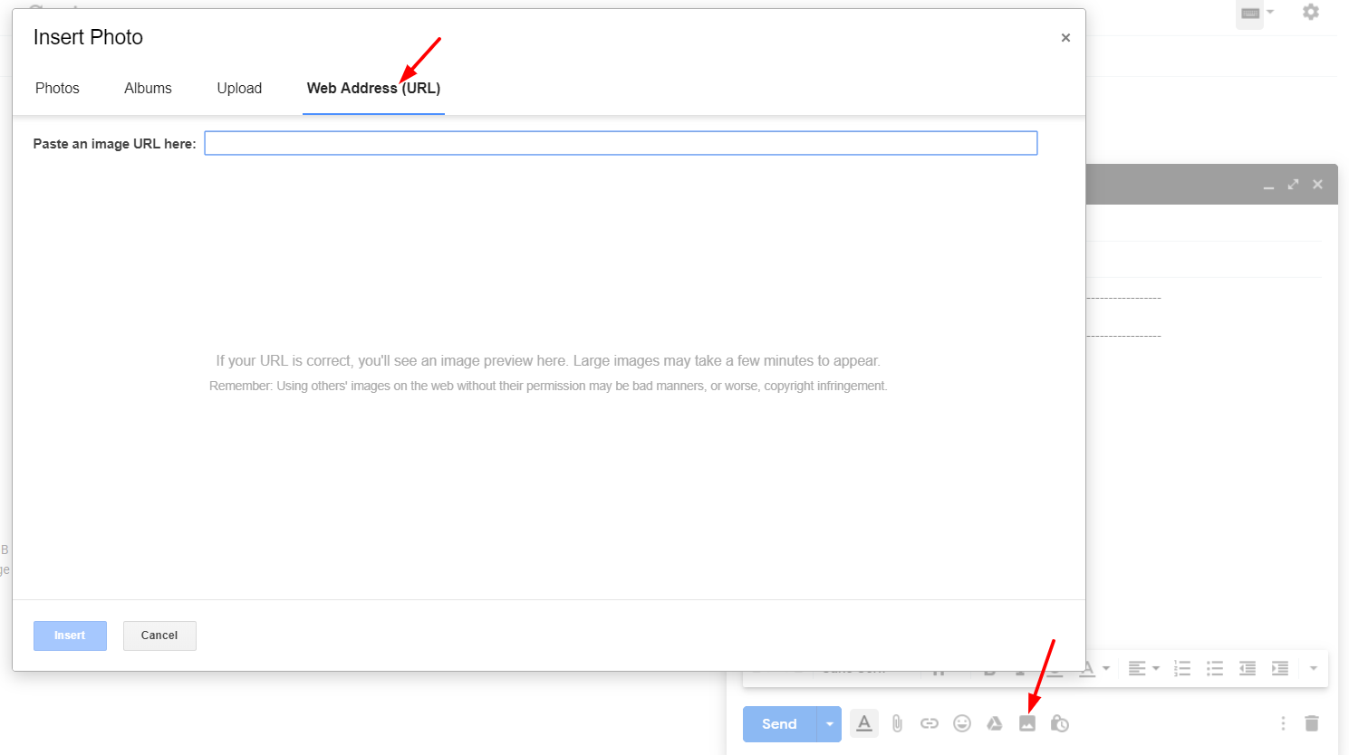 Insert photo in gmail