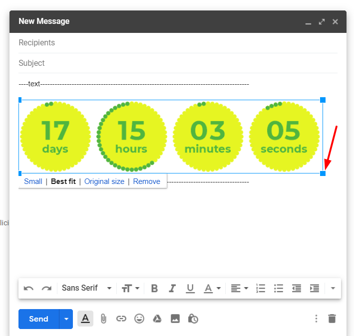 Resize countdown timer