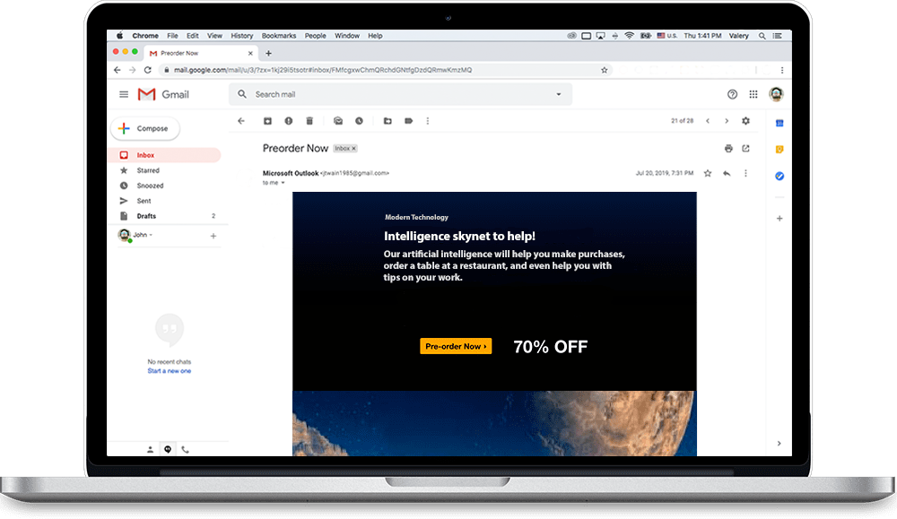 Countdown Timer in gmail