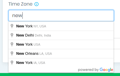 Time zone for timers